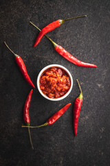 Wall Mural - Red hot chili paste and chili pepper