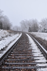 Canvas Print - Snowy Train Tracks