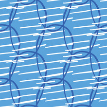 Vector Seamless Texture Background Pattern. Hand Drawn, Blue, White Colors.
