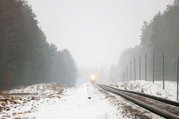 train traffic in heavy fog