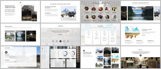 Canvas Print - Vector templates for website design, presentations, portfolio. Templates for presentation slides, flyer, leaflet, brochure, report. Background template with lines, photo place for business design.