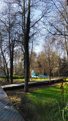 Wall Mural - Ribeiro do Matadouro Urban Park in Santo Tirso, Portugal. The “Interpretive Sculptures” are urban elements, generators of multifunctional space appropriation that assure public space life.