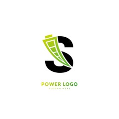 Wall Mural - Letter S. Logo design for energy. Battery logo design element fit for company and busines