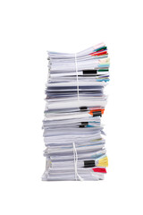 Wall Mural - Stack of business papers isolated on white background