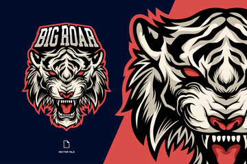 Wall Mural - angry head white tiger mascot sport esport logo illustration for game gaming team