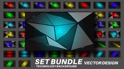 Wall Mural - set abstract background technology design bundle. vector triangle shape on black background