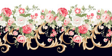Seamless Floral Border With