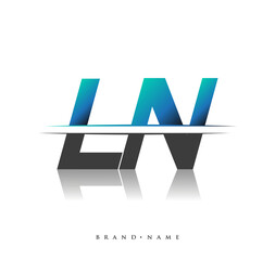 LN initial logo company name colored black and blue, Simple and Modern Logo Design.