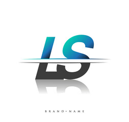 LS initial logo company name colored black and blue, Simple and Modern Logo Design.