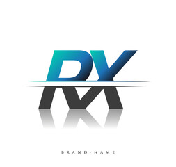 Poster - RX initial logo company name colored black and blue, Simple and Modern Logo Design.