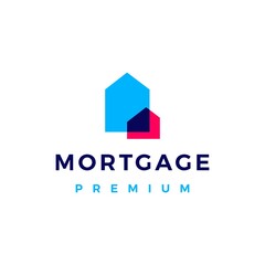 Canvas Print - house mortgage overlapping color logo vector icon illustration