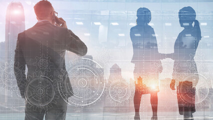 Wall Mural - Business Solutions for Success and Strategy. Gear Mixed Media concept.