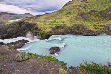 Waterfall Salto Grande in Torres del Paine National Park, Patagonia, Chile