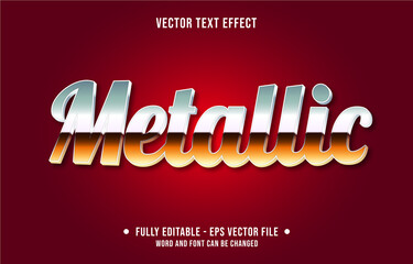Wall Mural - editable text effect - metallic chrome retro style