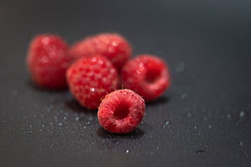 Raspberries on a sprayed surface 2