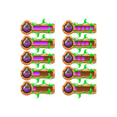 Wall Mural - set of wooden nature leaves game ui potion magis progress bar from low to full for gui asset element