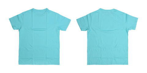 Sticker - Front and back turquoise tshirt on white background