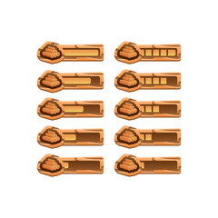 Wall Mural - set of wooden game ui survival craft progress bar from low to full for gui asset elements vector ill