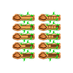 Wall Mural - set of wooden nature leaves game ui craft survival progress bar from low to full for gui asset eleme