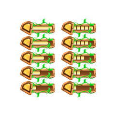Wall Mural - set of wooden nature leaves game ui diamond gems progress bar from low to full for gui asset element