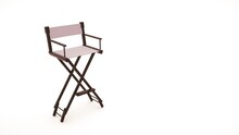 3d Illustration, Folding Chair, Portable Furniture. Furniture Design Element Isolated On White Background. Side View.