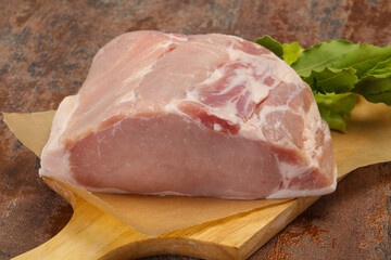 Raw pork meat piece for cooking