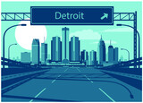 Fototapeta Miasto - Detroit Michigan USA Skyline