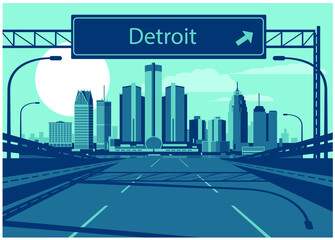 Wall Mural - Detroit Michigan USA Skyline