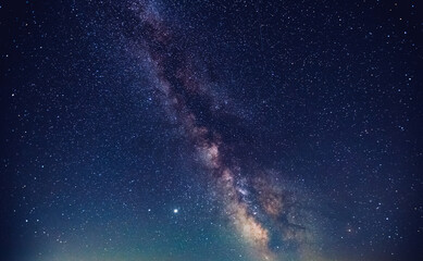 Wall Mural - gorgeous night landscape with bright milky way.