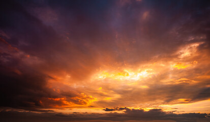 Wall Mural - incredible colorful sunset with cloudy sky. photo of textured sky.