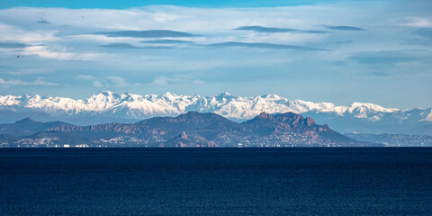 French and Italian alps in the distance behind nice 