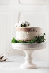 Canvas Print - Christmas nude cake with white cream