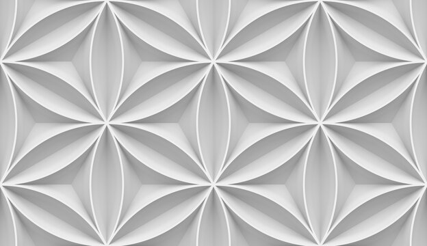 Wall Mural -  - Seamless pattern flower of life of gray color. High-quality 3d illustration.