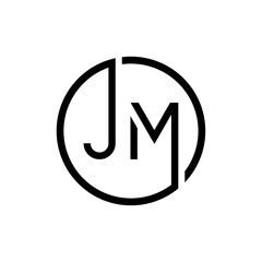 Wall Mural - Creative letter JM Logo Design Vector Template. Initial Circle Letter JM Logo Design