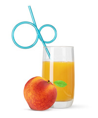 Canvas Print - Glass of a peach juice isolated