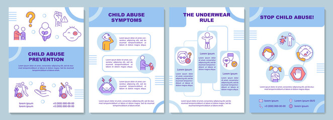 Wall Mural - child abuse prevention brochure template. protect minors. flyer, booklet, leaflet print, cover desig