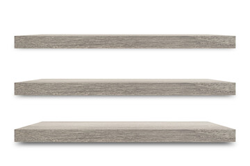 Aufkleber - Shelf wooden isolated on a white background and display montage for the product Embed Clipping Path separate with black shadows.