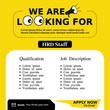 Announcement job vacancy templates. We are hire jobs for social media post. We are looking for text with eyes concept.