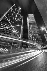 Wall Mural - traffic in central district of Hong Kong city at night