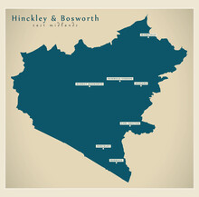 Hinckley And Bosworth District Map - England UK