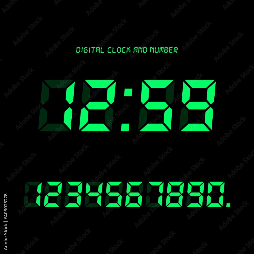 Time Machine Digital Numbers Digital clock & number set, Electronic figures. Stock Vector | Adobe Stock