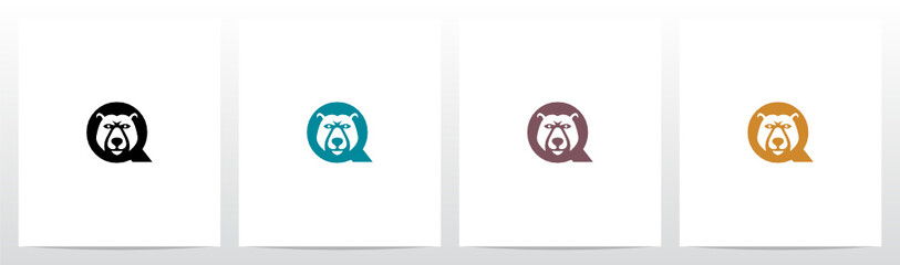 Wall Mural -  Bear Head On Letter Logo Design Q