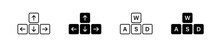 Keyboard Button Arrow And WASD Set Icon. Simple Minimal Flat Vector For App And Web