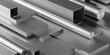 Brushed aluminum profiles stack or heap frame filling background, metal manufactoring or product concept