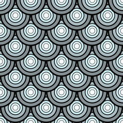 Wall Mural - seamless vintage pattern of overlapping shells in art deco style.