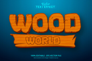 Wall Mural - Wood world text, mobile game and cartoon style editable text effect