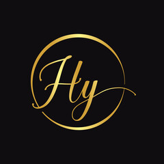 Wall Mural - HY Script Logo Design Vector Template. Initial Calligraphy Letter HY Vector Illustration