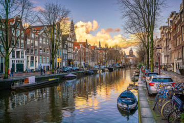 Wall Mural - Downtown Amsterdam city skyline. Cityscape  in Netherlands