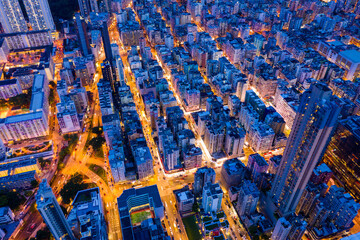 Wall Mural - Top view of Hong Kong city at night