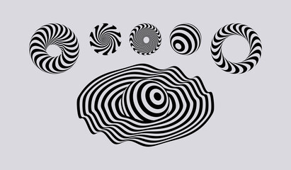Wall Mural - abstract design elements. optical art. black and white vector illustration.